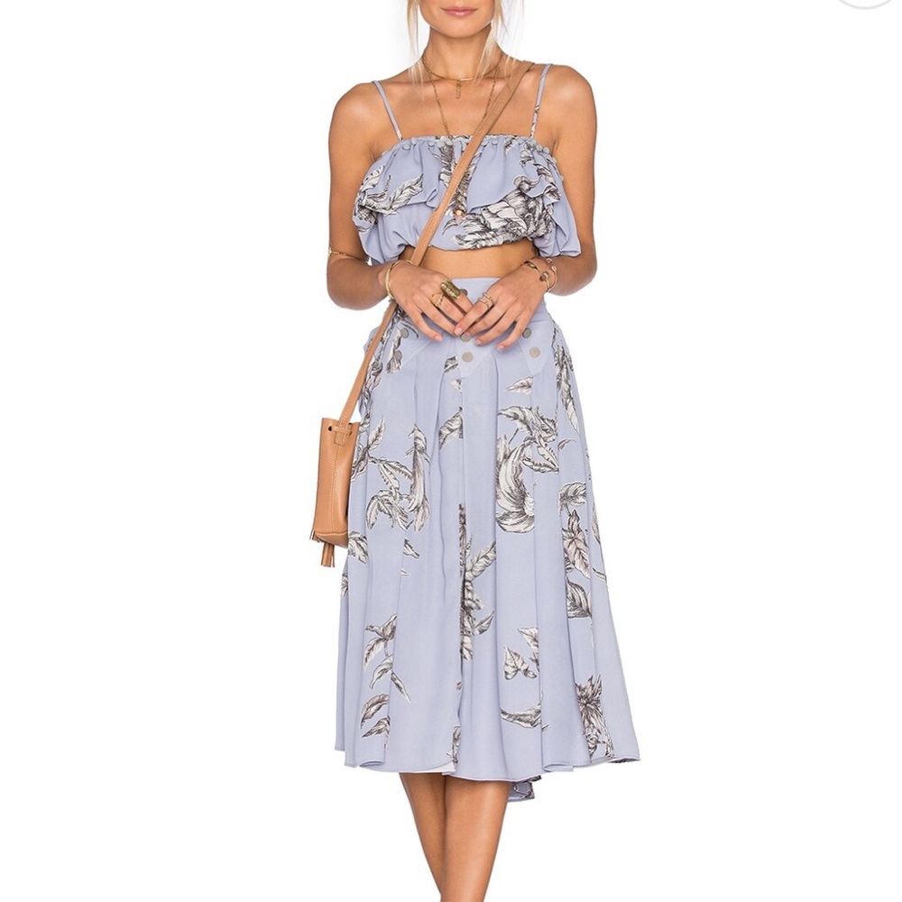 Tularosa Barette Top and Carver Skirt set in Chambray XS top S skirt. LIKE NEW